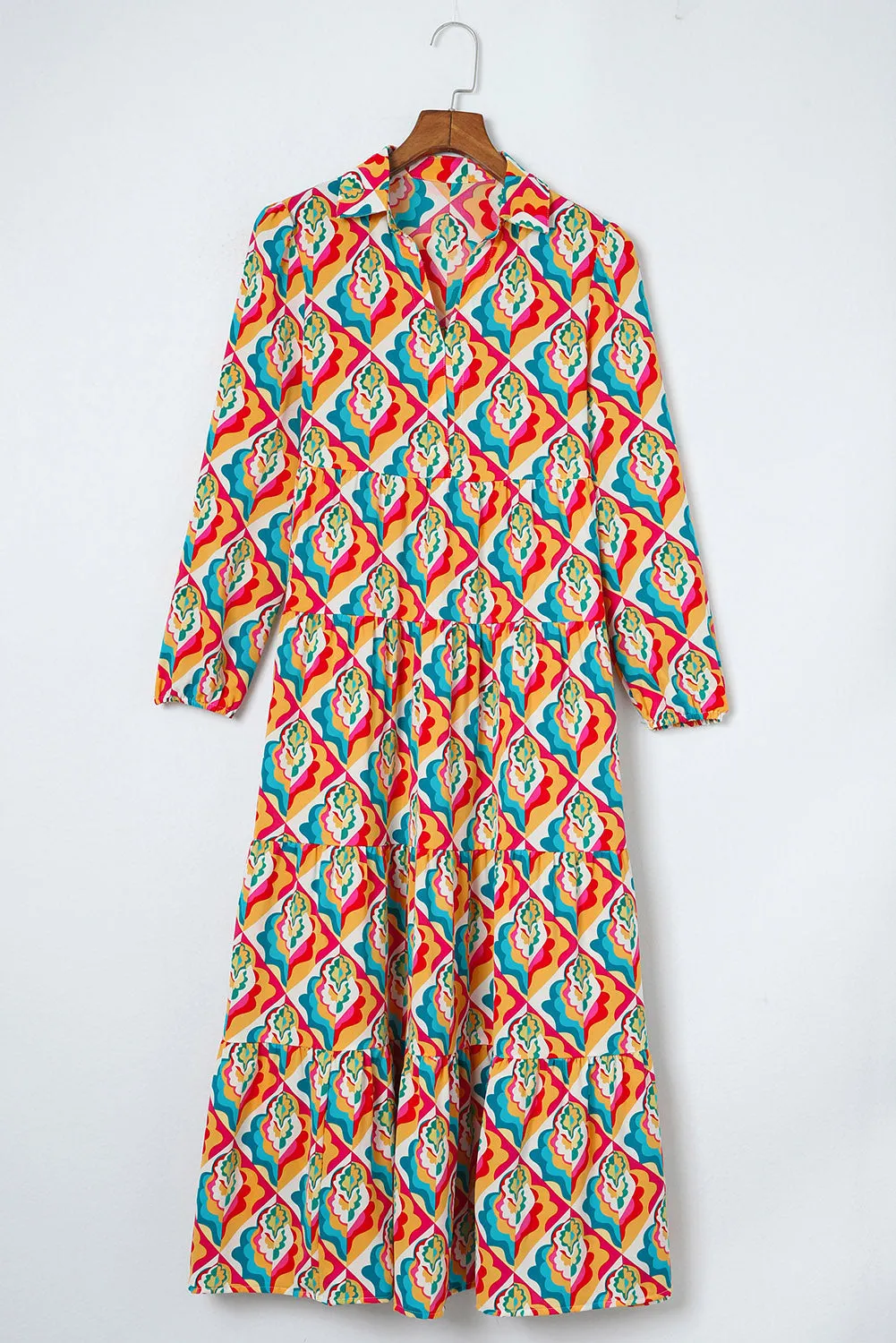 Abstract Geometric Print High Waist Dress