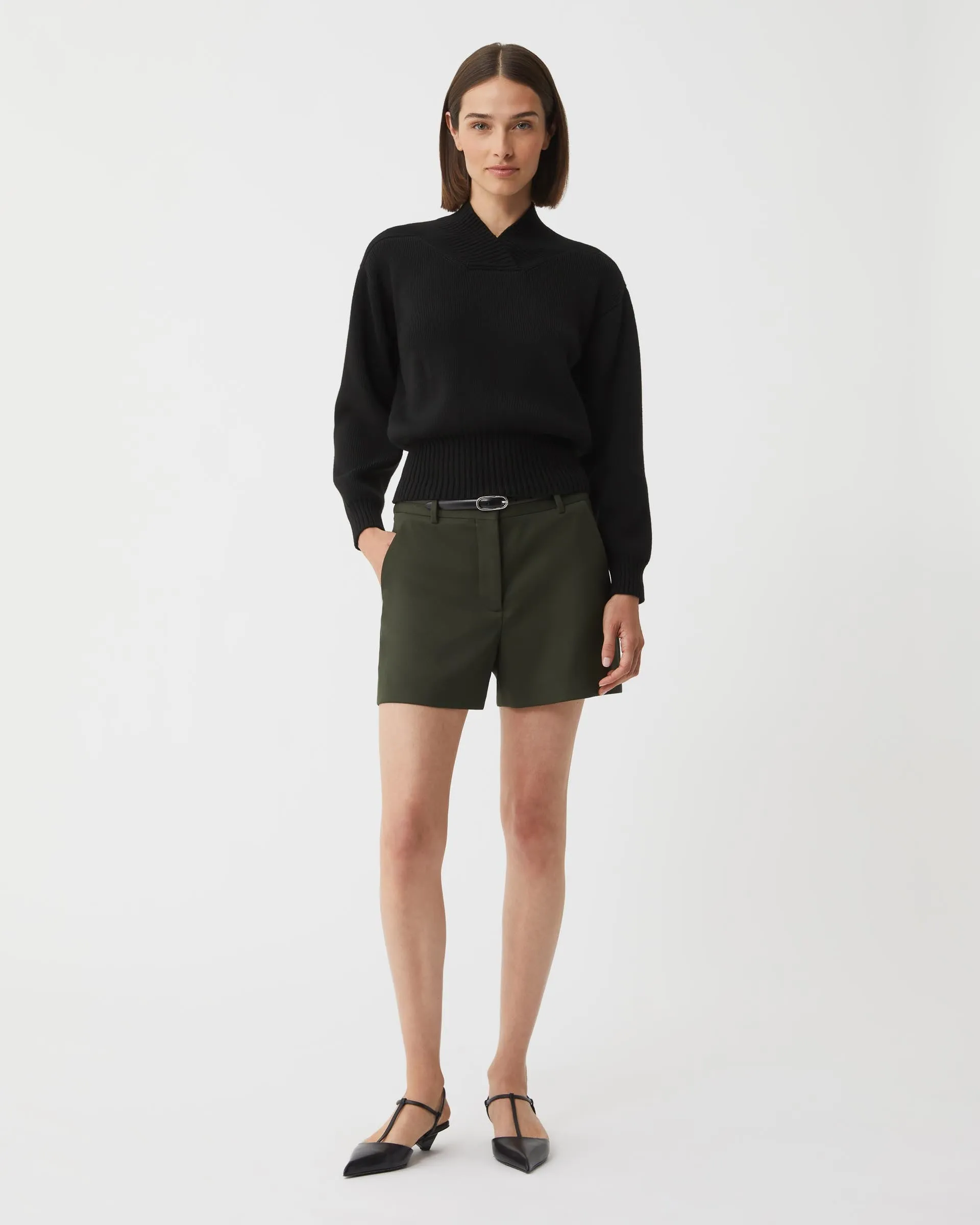 Ava Short in Wool, Pine Green