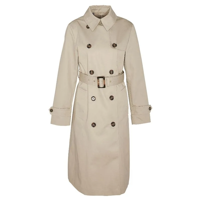 Barbour Greta Ladies Showerproof Trench - Light Fawn/Primrose Hessian