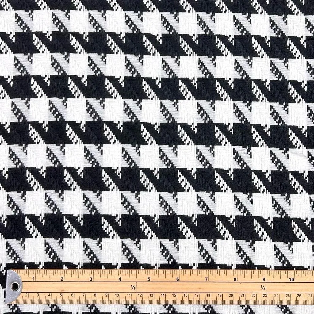 Black and White Dogtooth Loose Weave Fabric