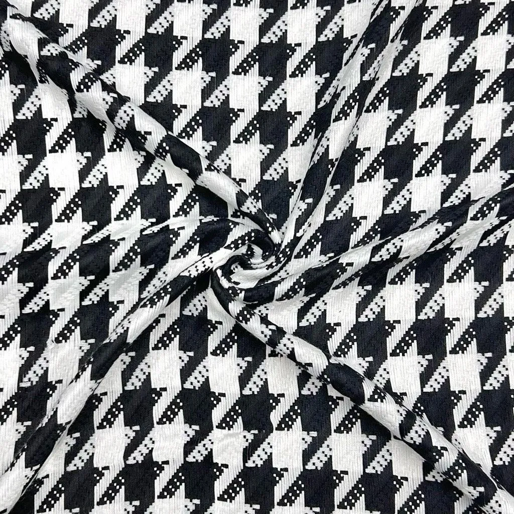 Black and White Dogtooth Loose Weave Fabric