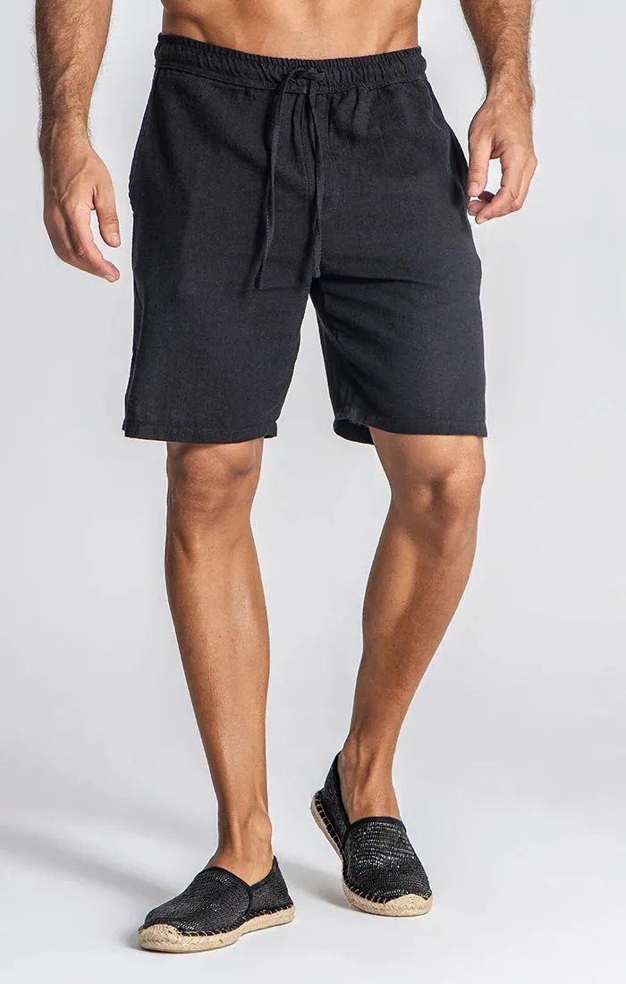 Black Linen Shorts