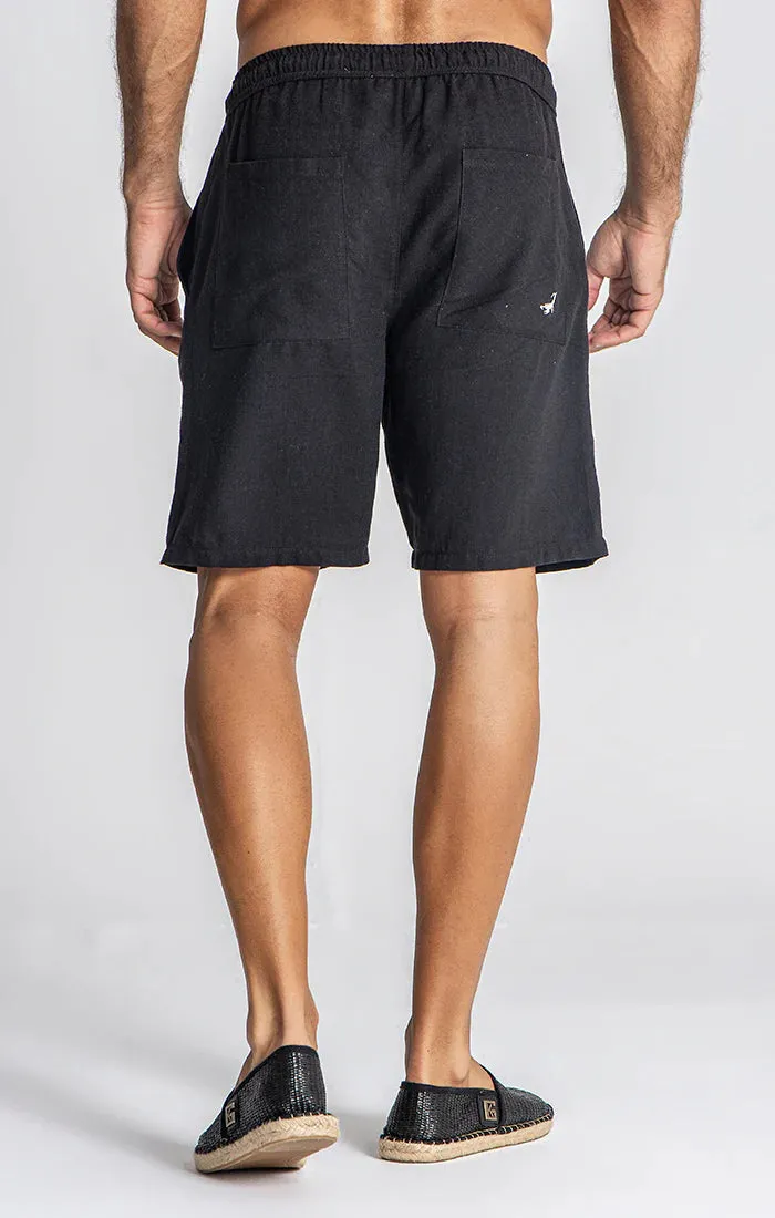 Black Linen Shorts