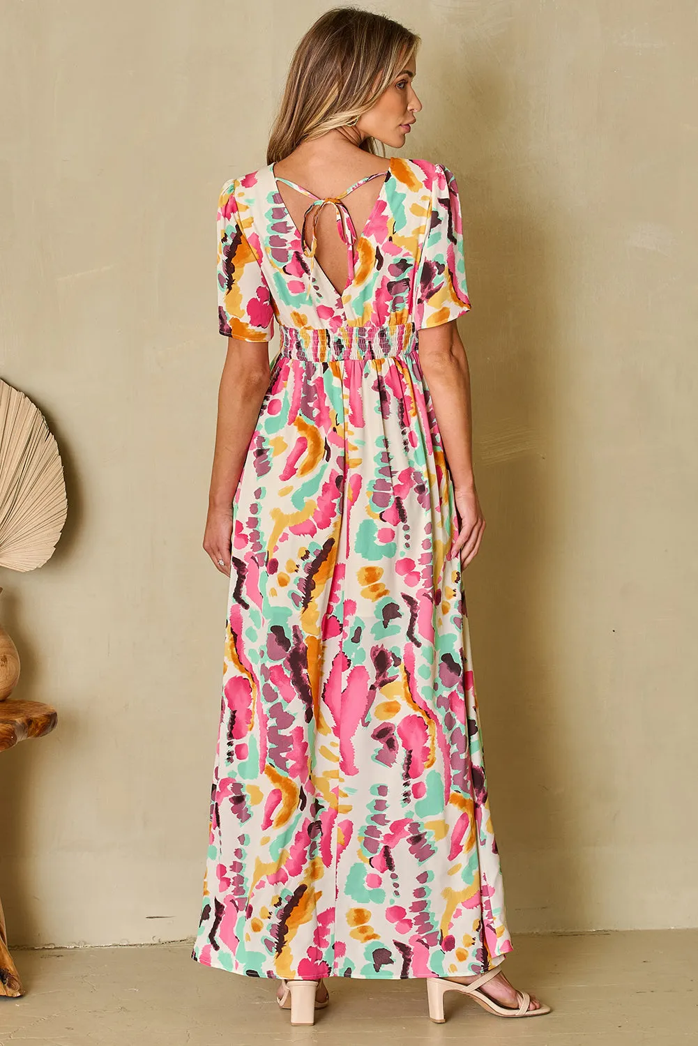 Boho Tie-dye V Neck Maxi Dress