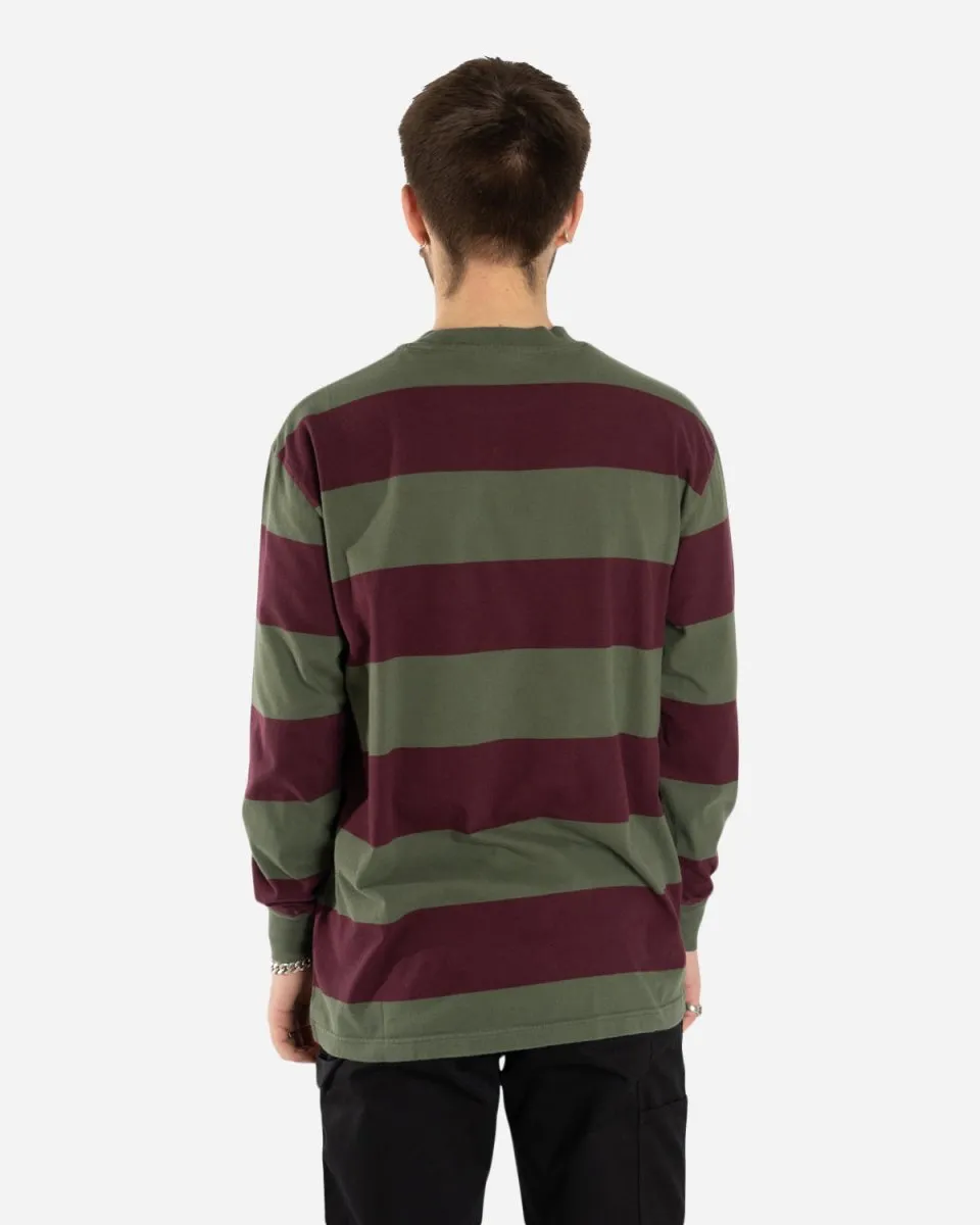 Boxy Tee Long Sleeve - Burgundy Stripe