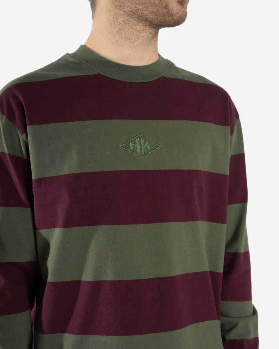 Boxy Tee Long Sleeve - Burgundy Stripe