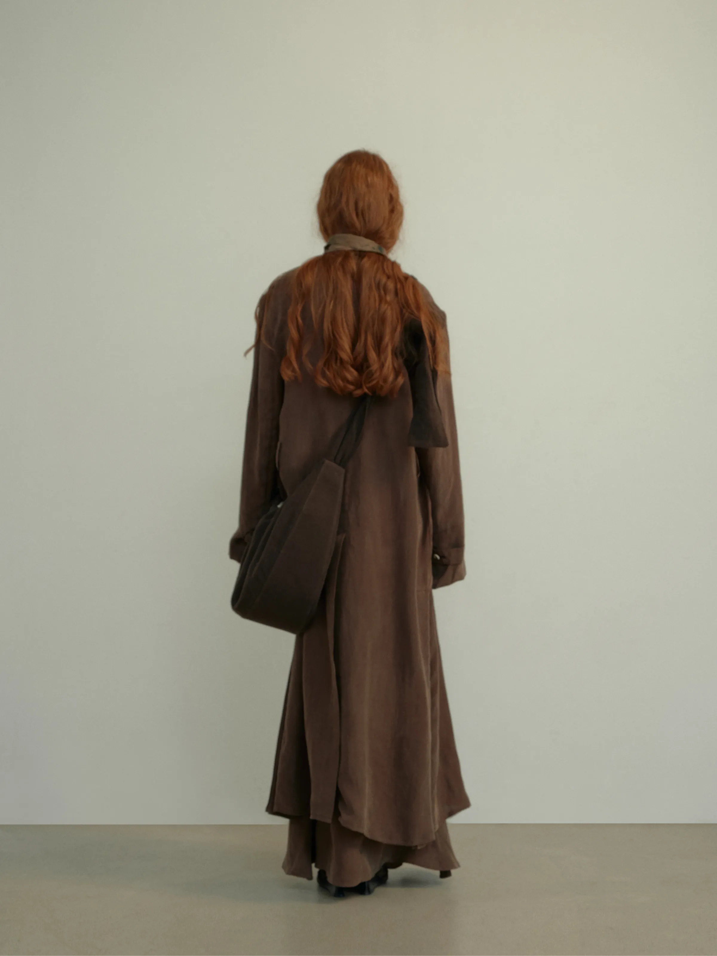 Brown Pleated Trench Coat