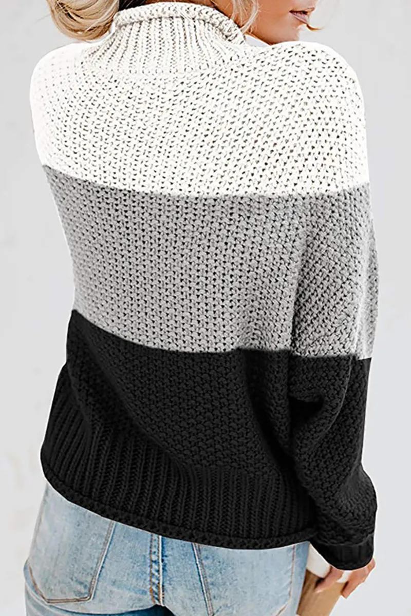 Casual Patchwork Contrast Turtleneck Sweaters(7 Colors)