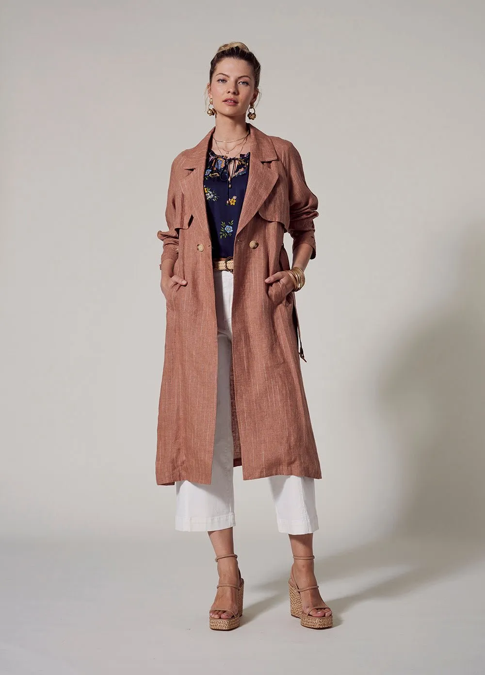 Chianti Trench Coat | Caramel Stripe