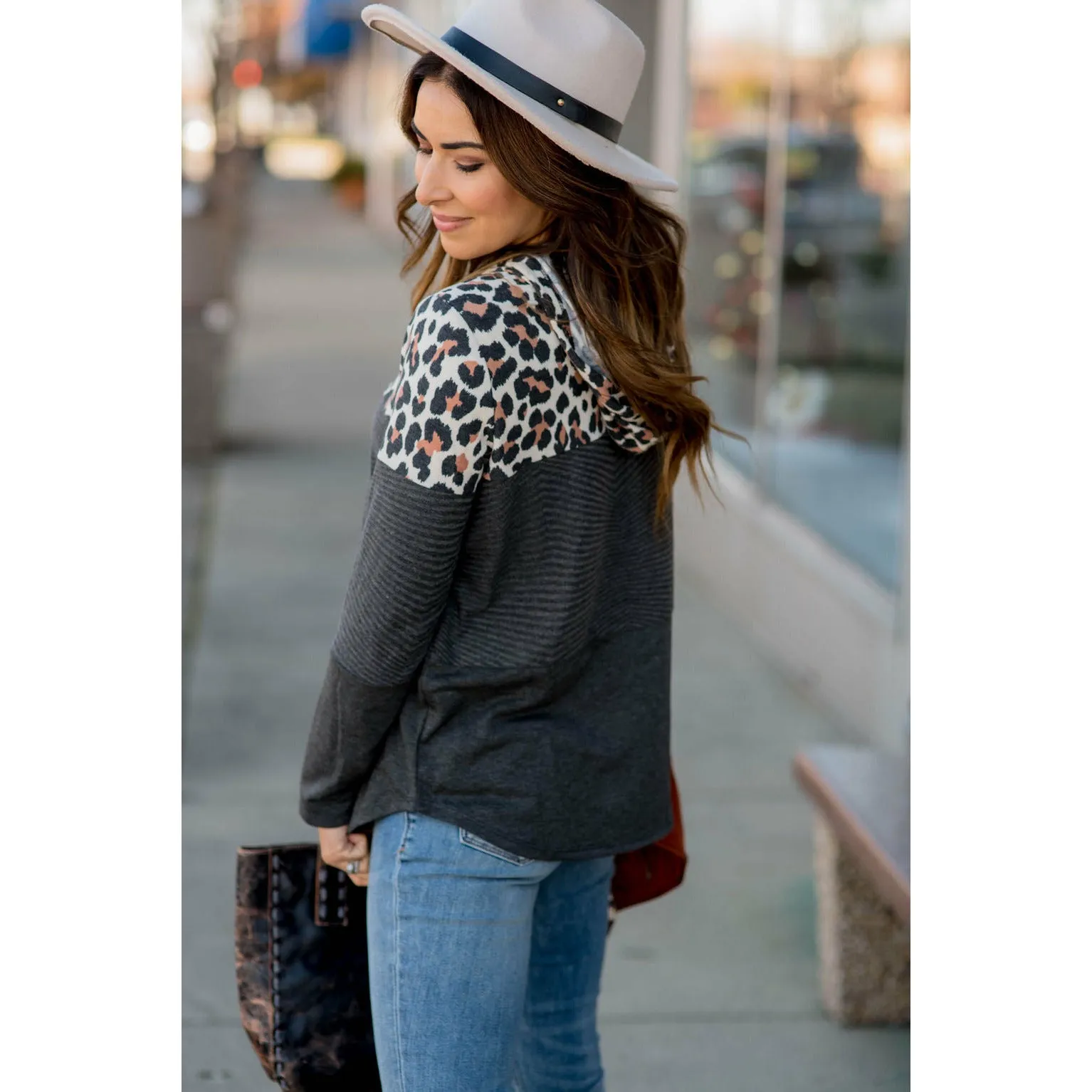 Comfy Leopard Blocked Hoodie