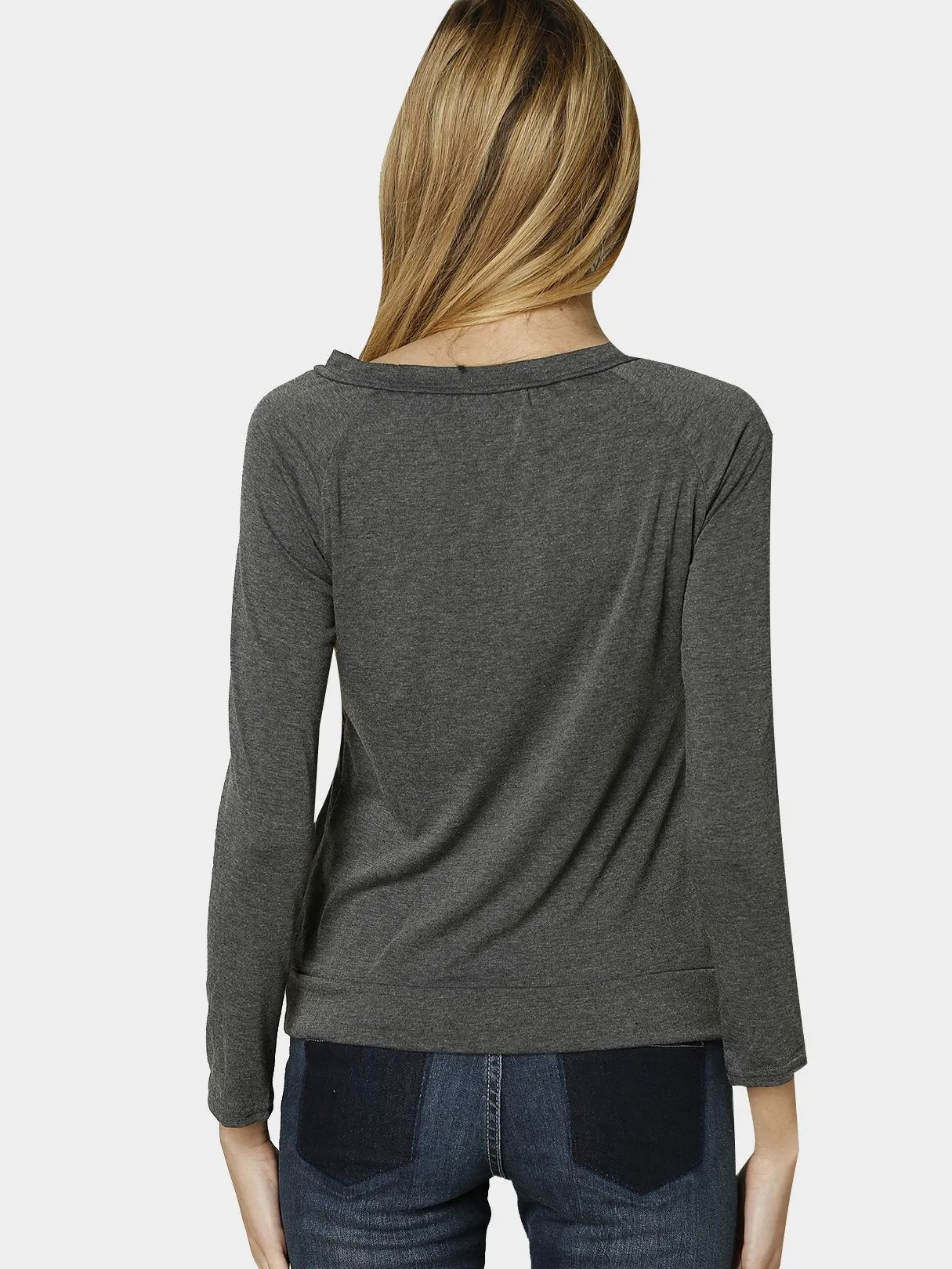 Custom Asymmetrical Long Sleeve Grey T-Shirts