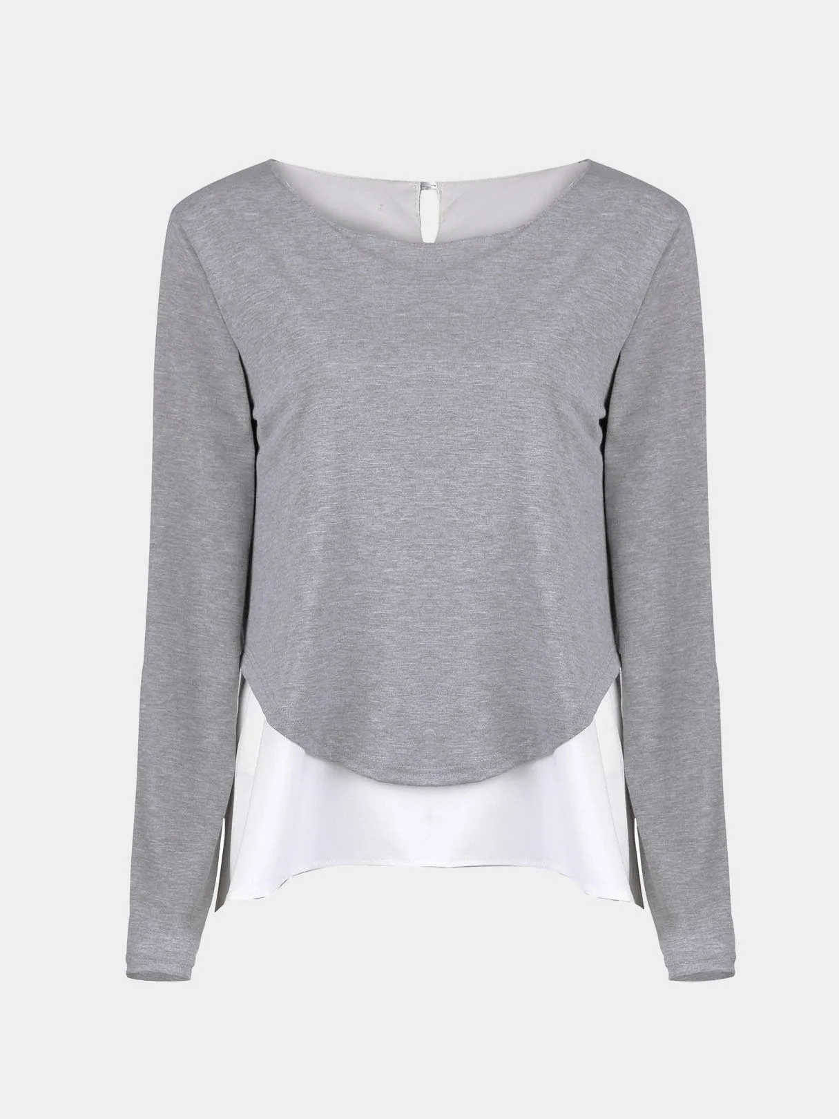 Custom Long Sleeve Grey Pleated Top