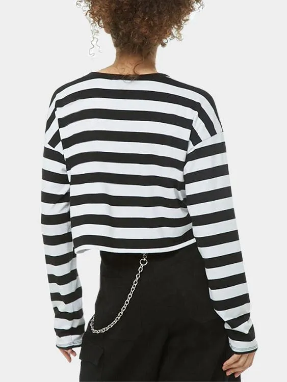 Custom Round Neck Stripe Long Sleeve Tee