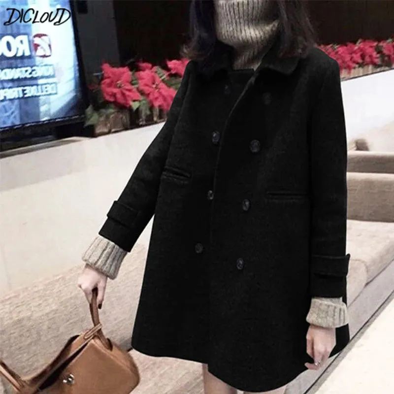 Double Breasted Outwear Long Black Coats