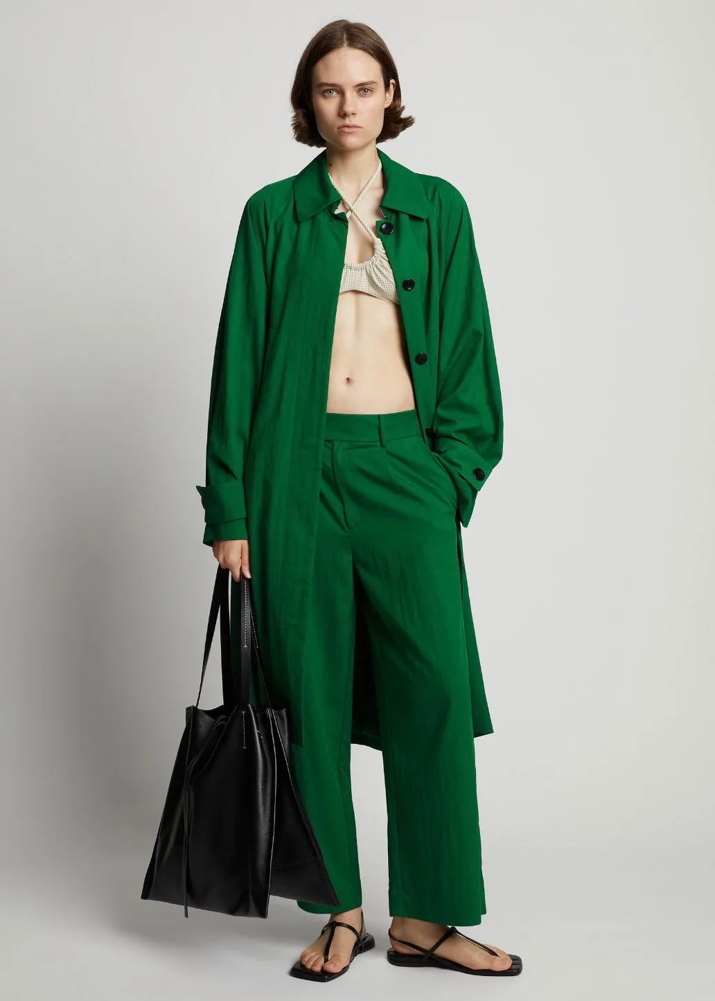 Drapey Suiting Trench Coat (Green)