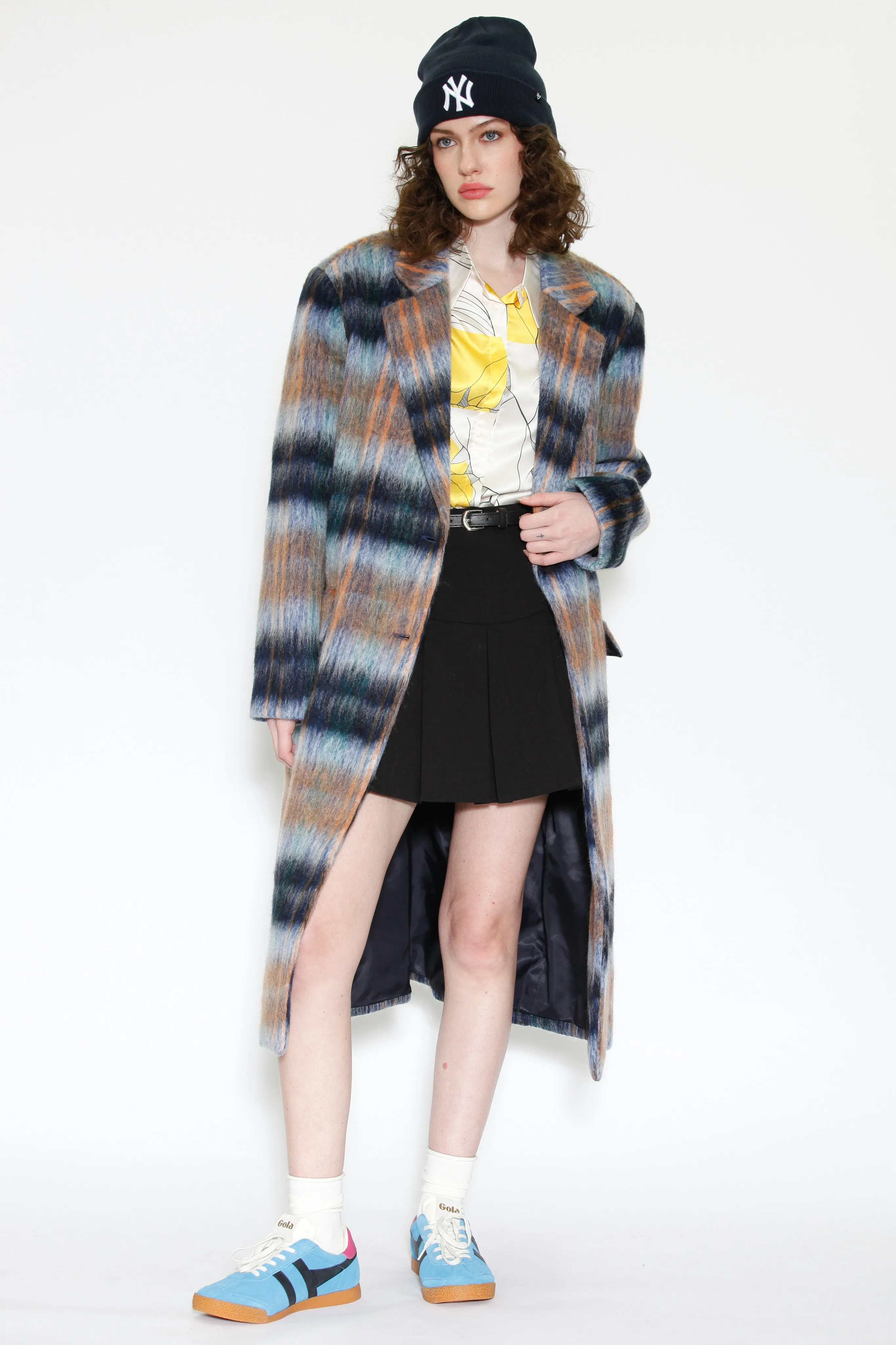 Heavy Wool Blue Plaid Coat