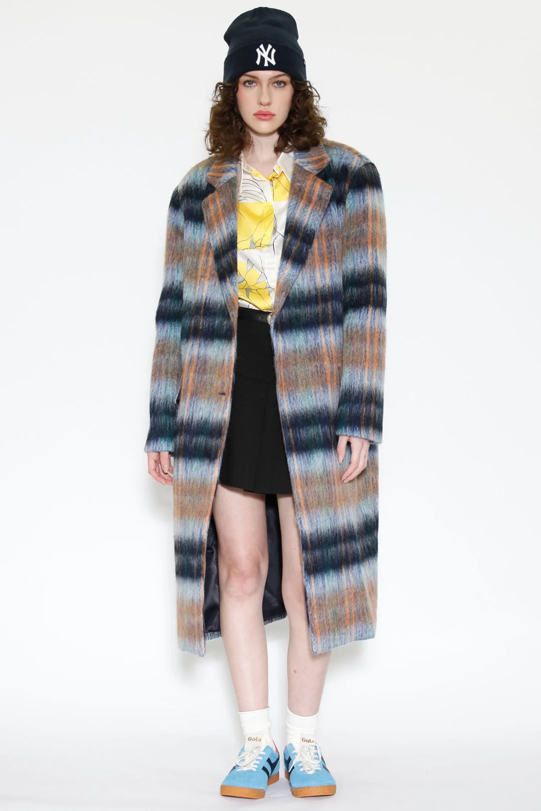 Heavy Wool Blue Plaid Coat