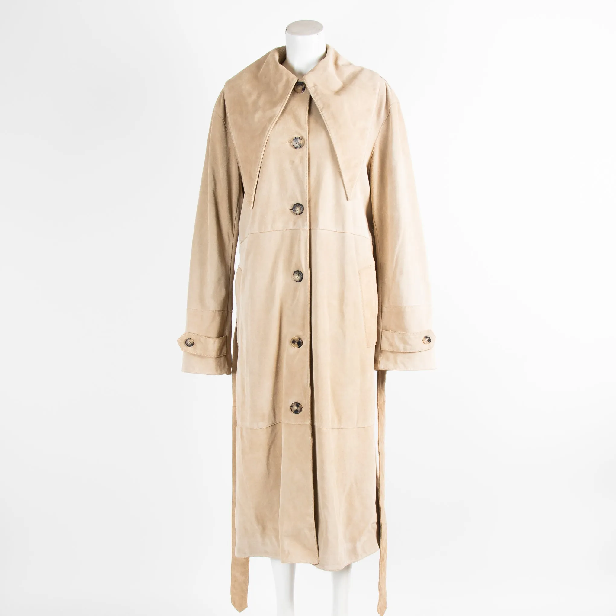 J W Anderson Beige  Slim Collar Suede Trench