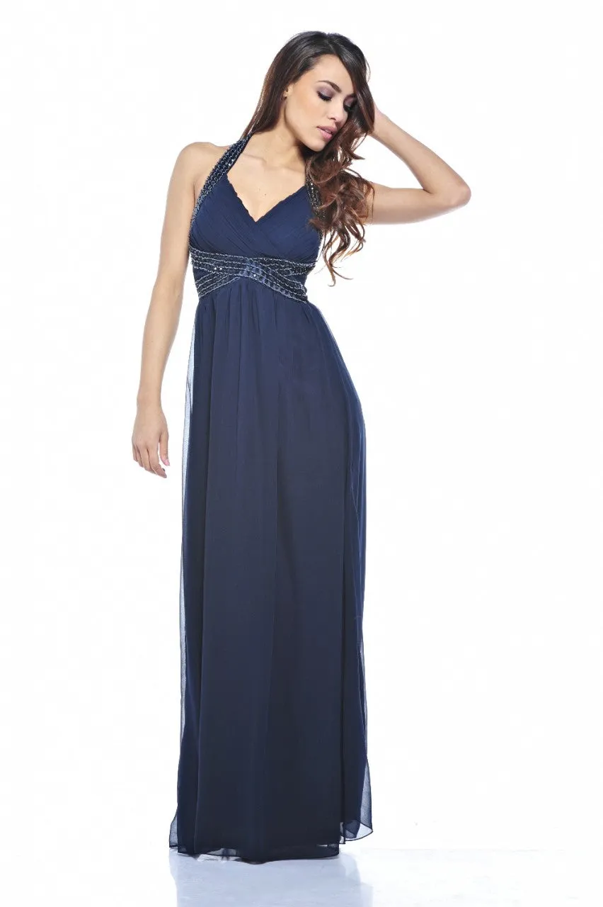 Jewel  Halter  Neck Maxi Dress