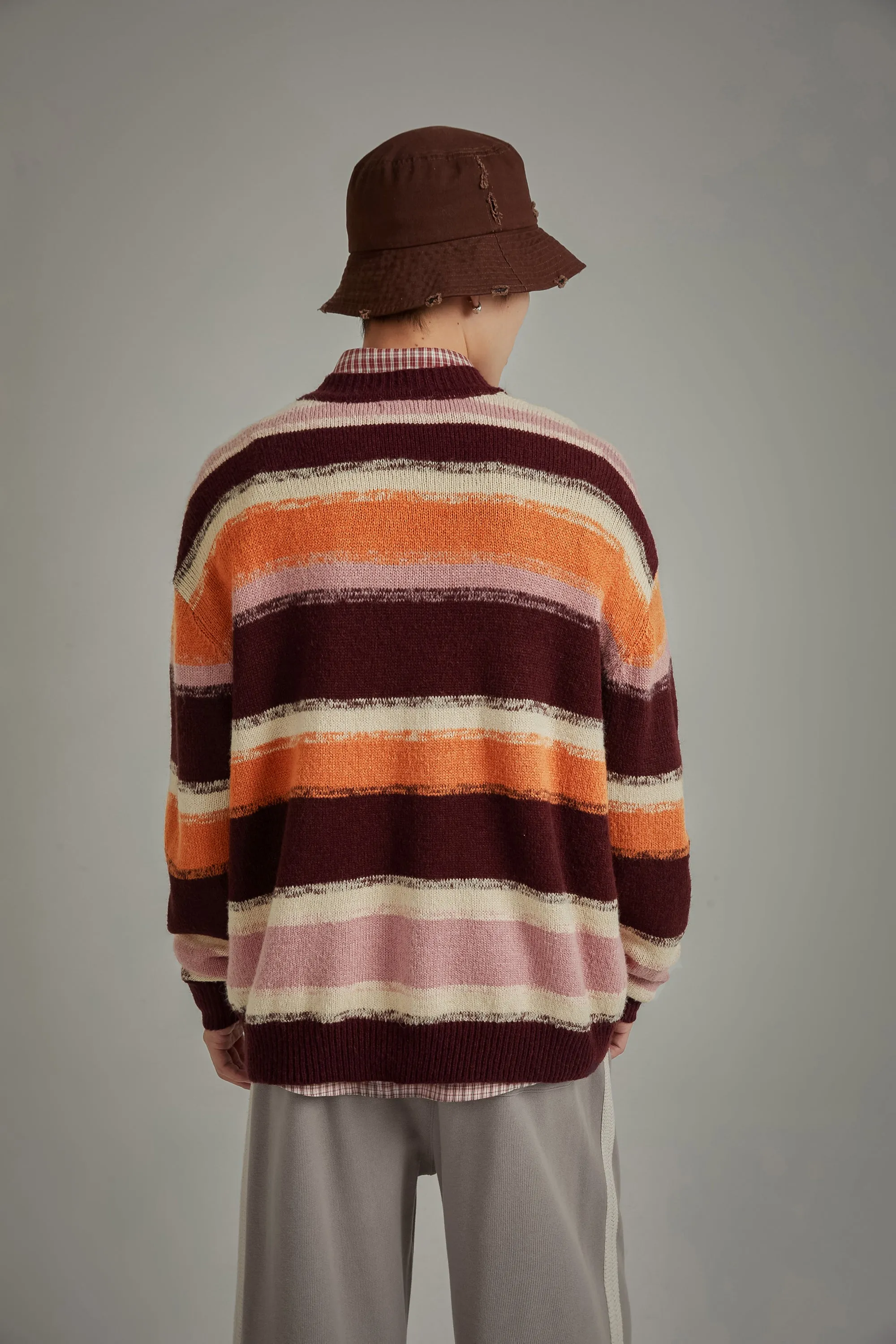 Logo Striped Loose Knit Sweater