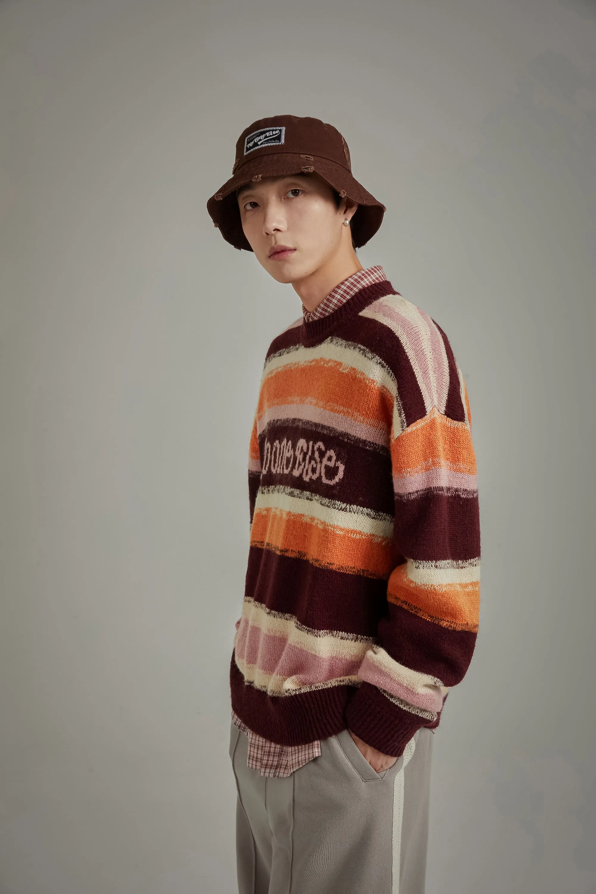 Logo Striped Loose Knit Sweater