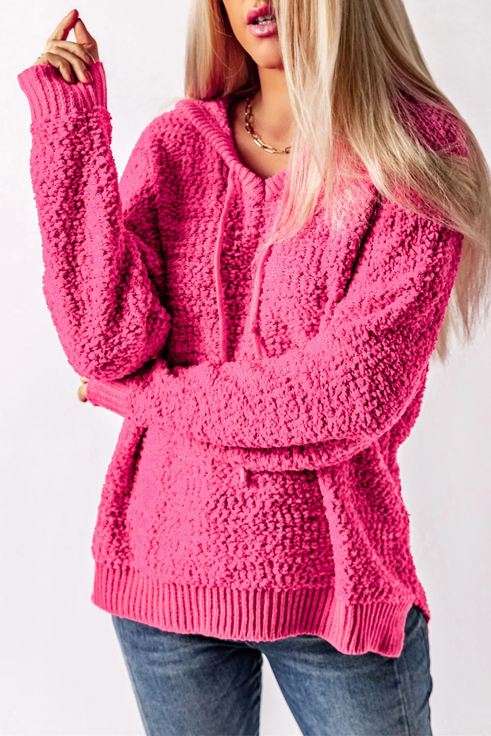 Loose Textured Hooded Sweater