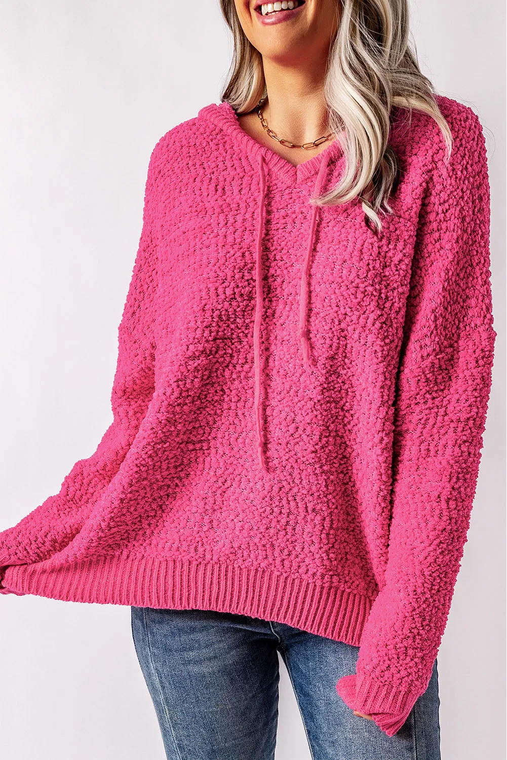 Loose Textured Hooded Sweater