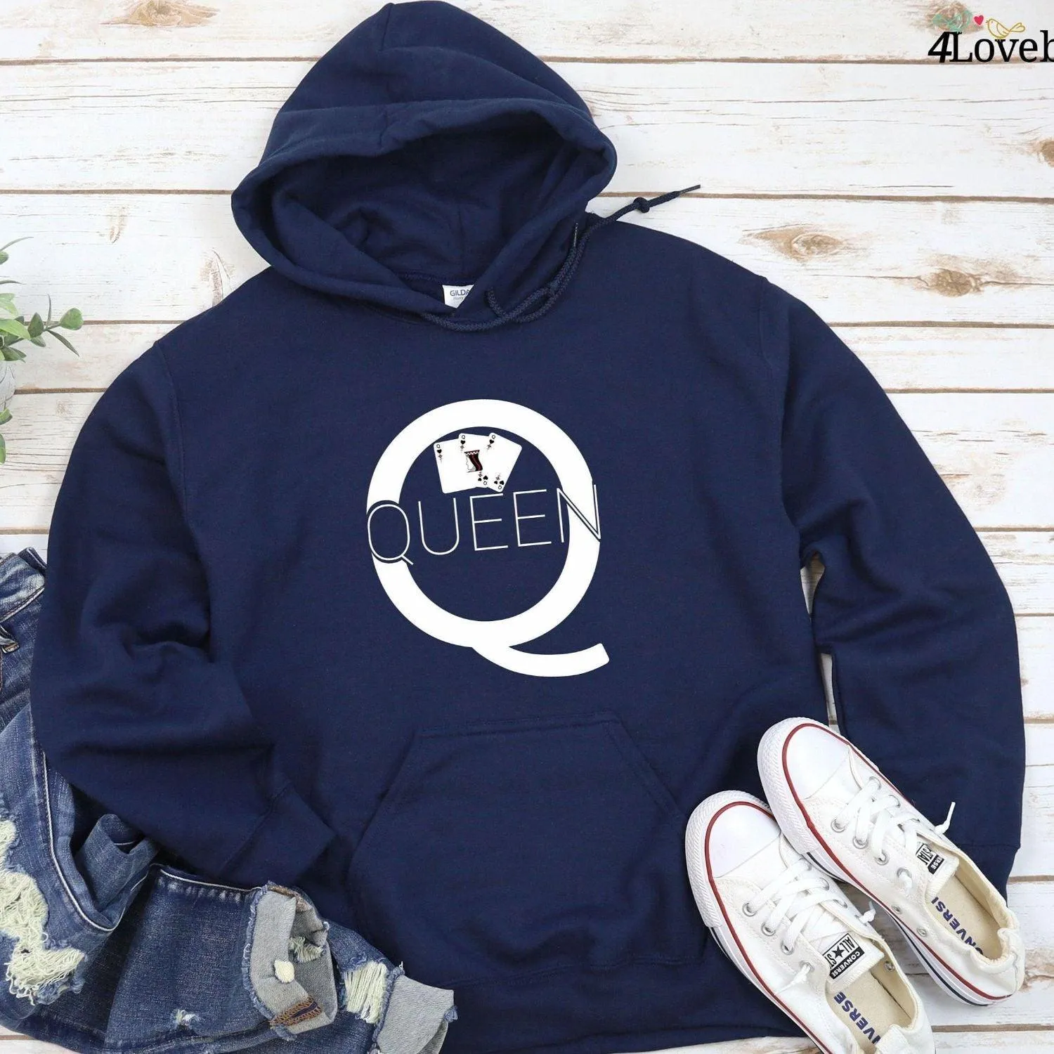 Matching King & Queen Hoodie Set: Comfy Couple Gift for Royal Cuties