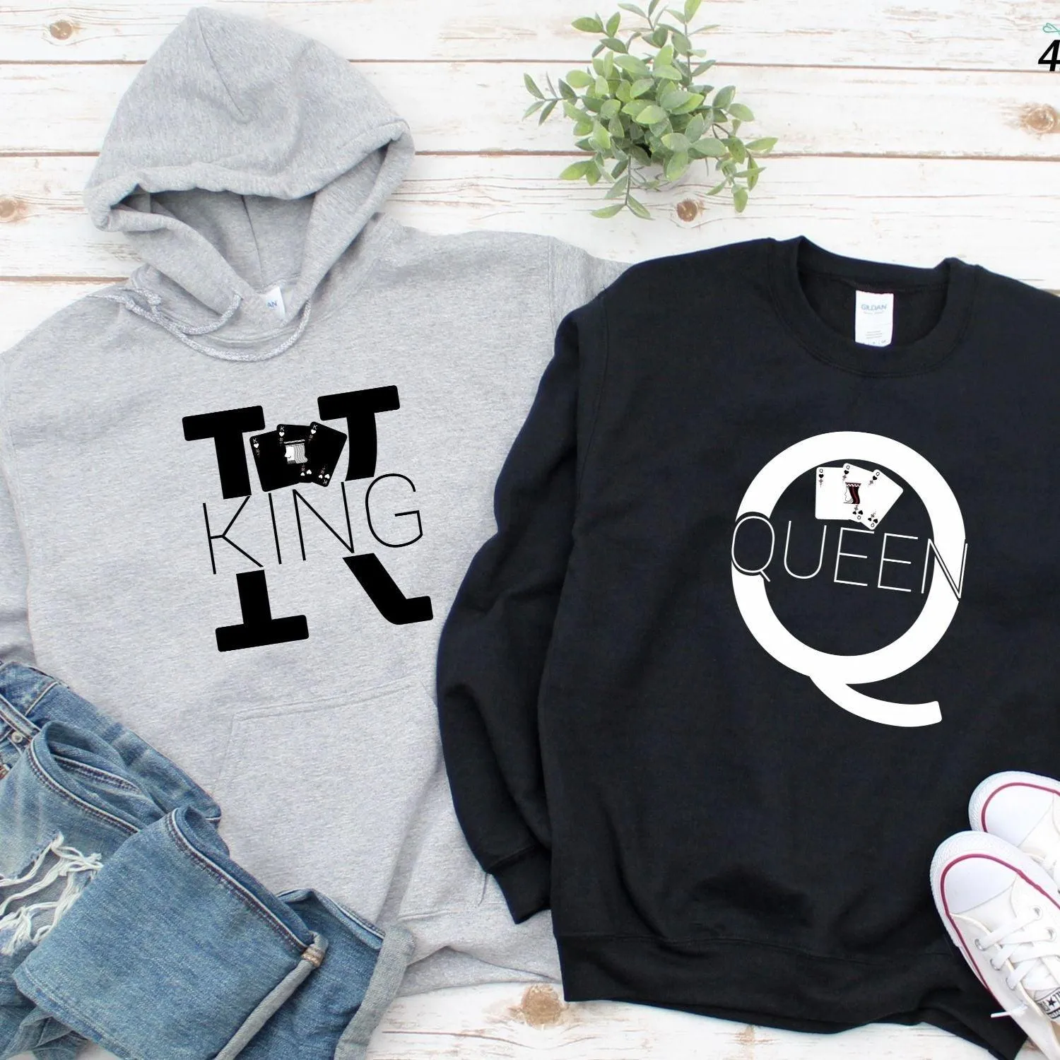 Matching King & Queen Hoodie Set: Comfy Couple Gift for Royal Cuties