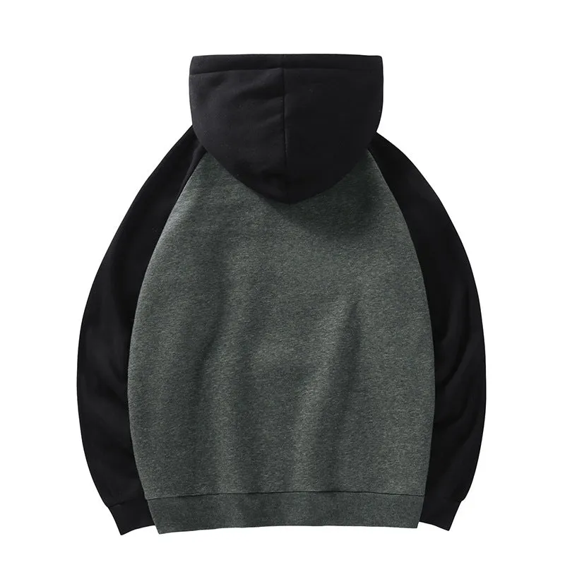 Men Color Block Sports Hooded Sweaters