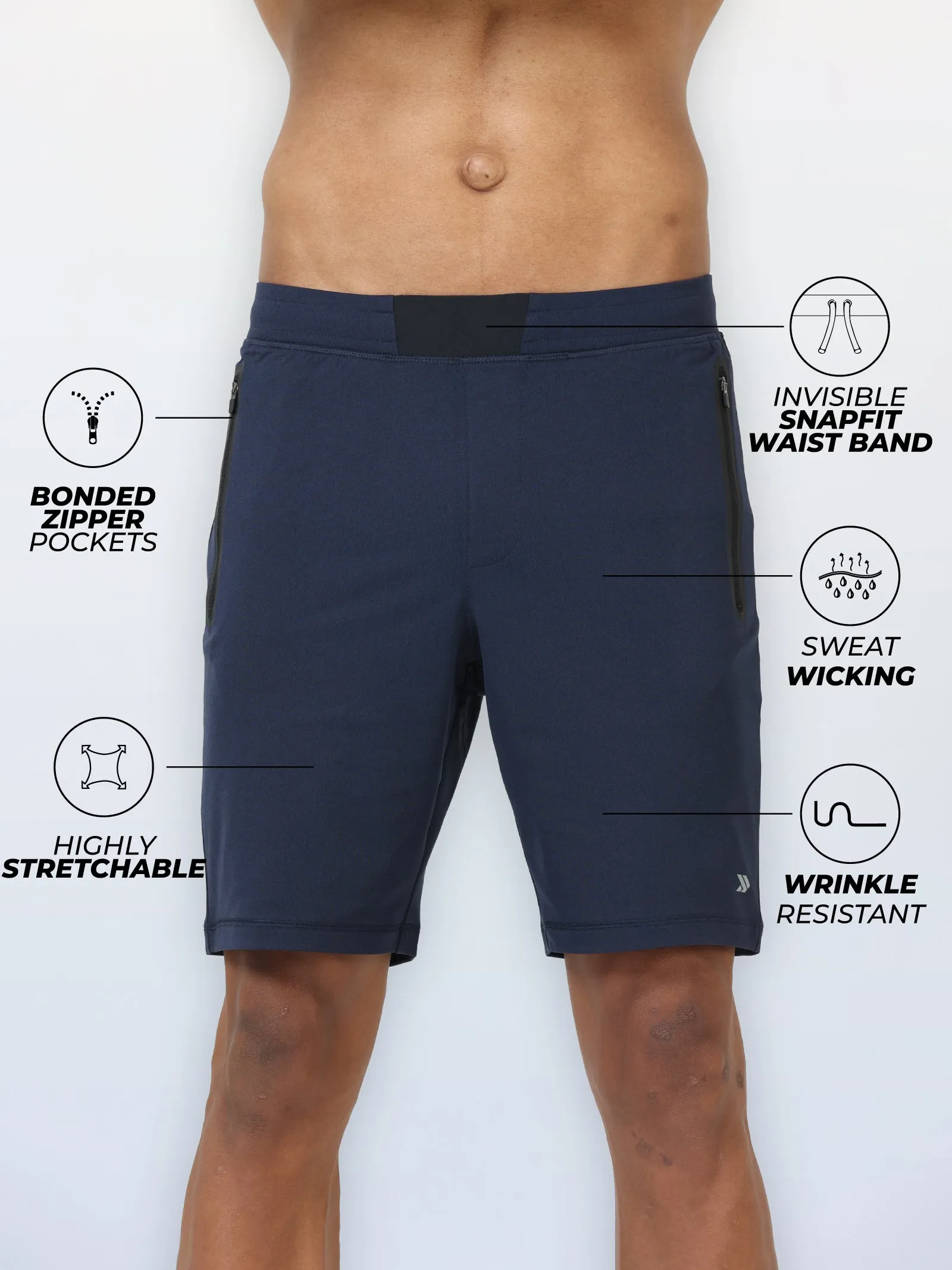 Men's Active Gym Shorts with Bonded  Zipper Pocket