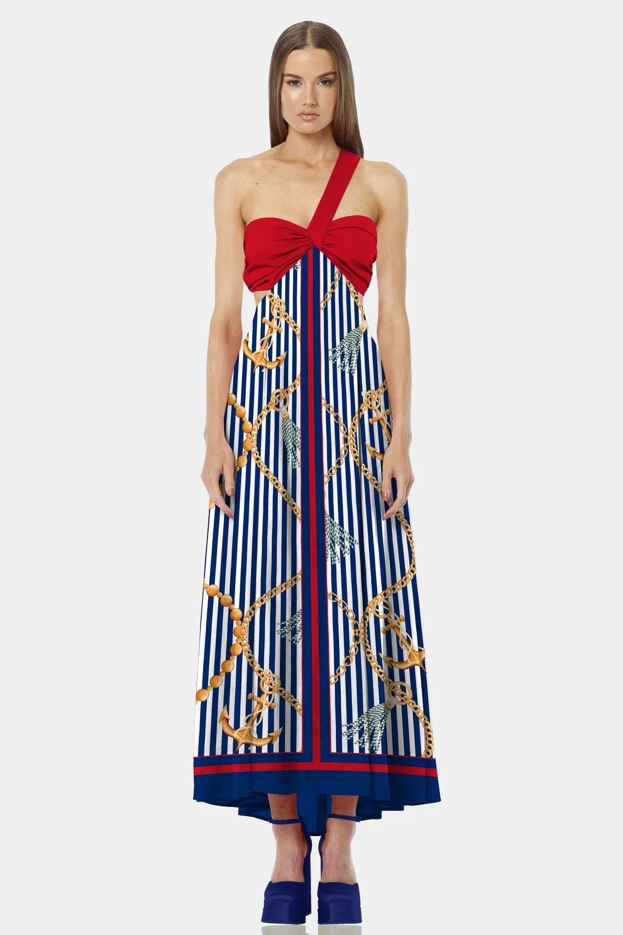 Nautical Stripe Floor Length Dress