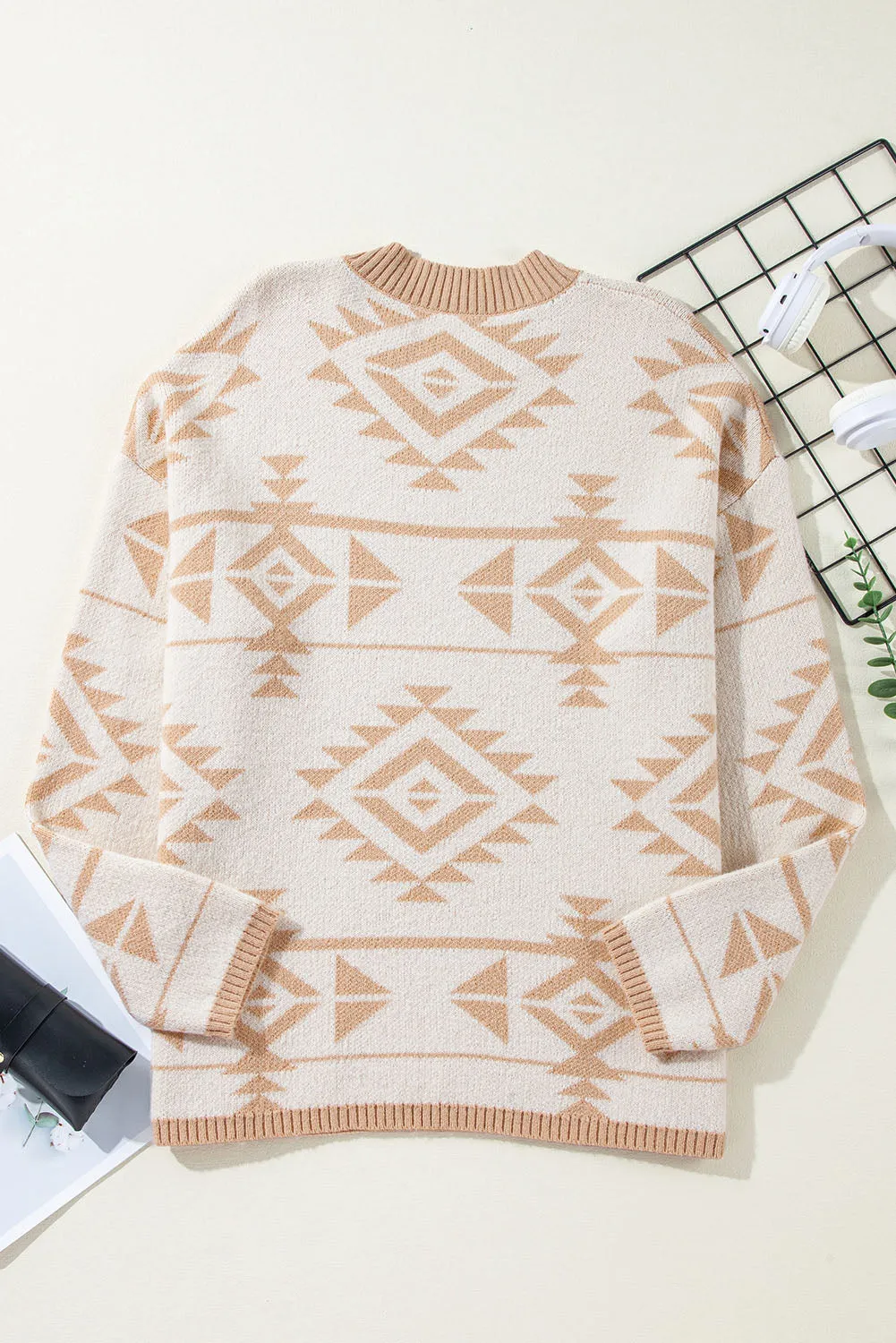 Plus Size Western Aztec Loose Sweater