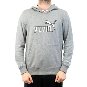 Puma NO 1 Logo  Hoodie   - Medium Grey Heather/White - Mens