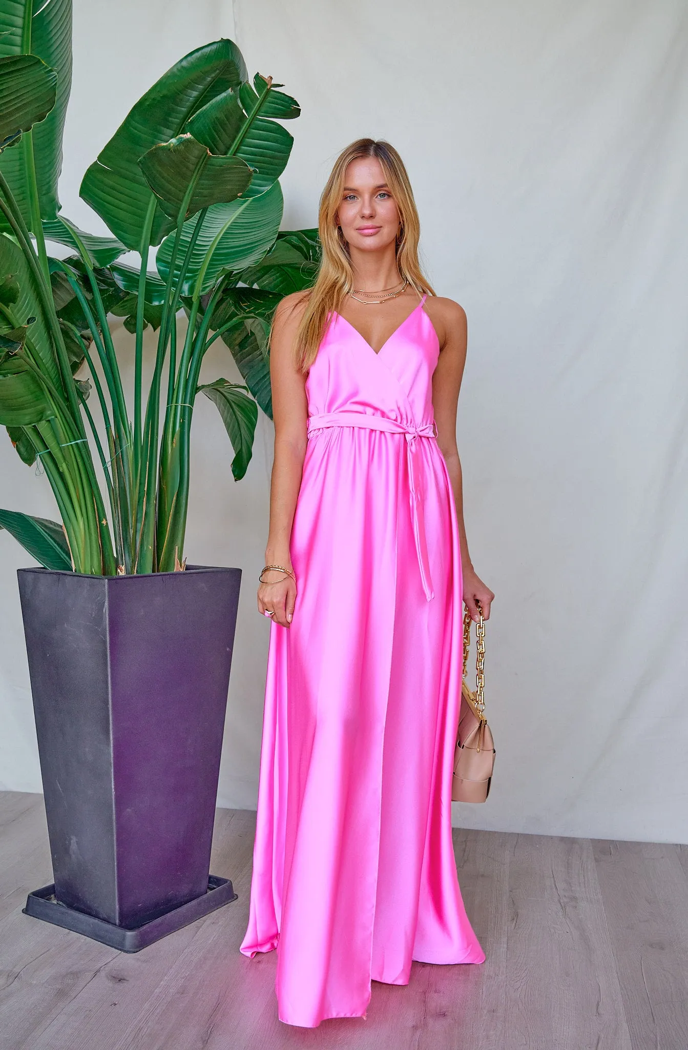 Satin Slit Front Maxi Dress