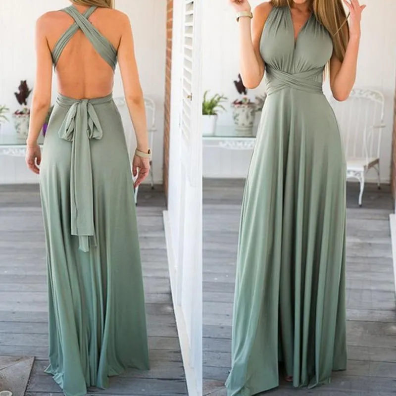 Sexy Formal Backless Convertible Maxi Dress For Multi Way Wrap