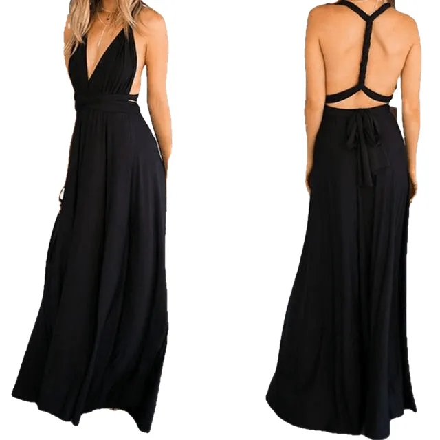 Sexy Formal Backless Convertible Maxi Dress For Multi Way Wrap