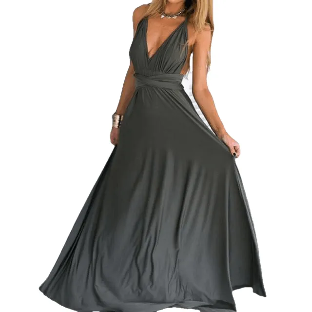 Sexy Formal Backless Convertible Maxi Dress For Multi Way Wrap