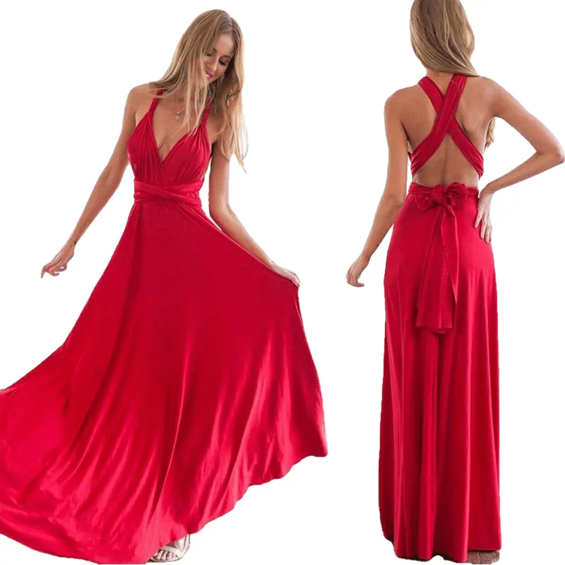 Sexy Formal Backless Convertible Maxi Dress For Multi Way Wrap