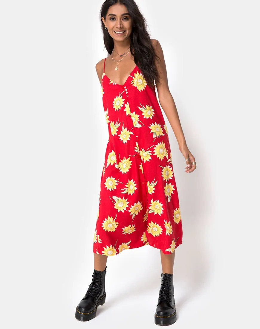 Sini Slip Midi Dress in Sunny Days Red