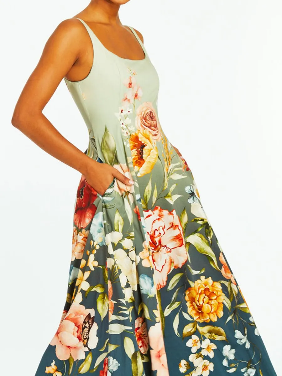 Sleeveless Printed Reversible Gown Dress