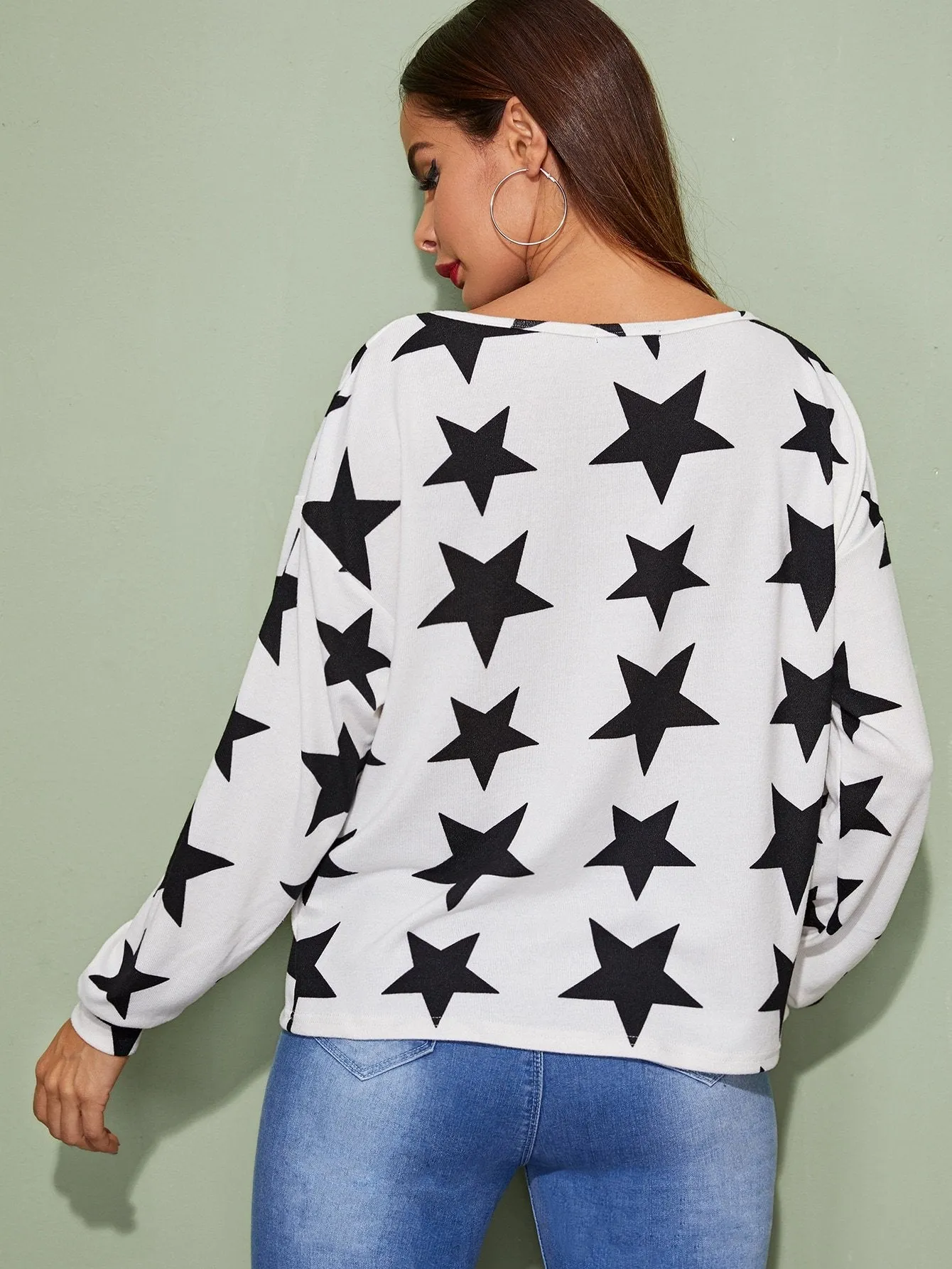 Star Pattern Drop Shoulder Tee