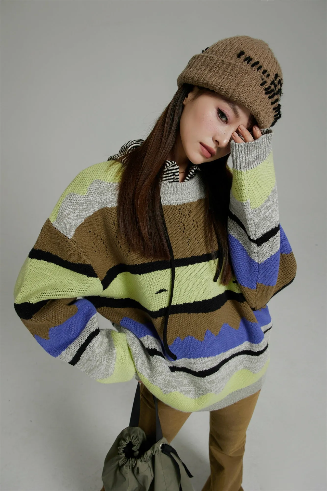 Striped Loose-Fit Knit Sweater