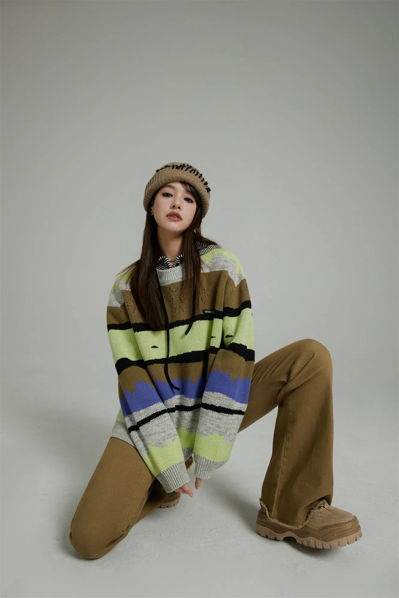 Striped Loose-Fit Knit Sweater