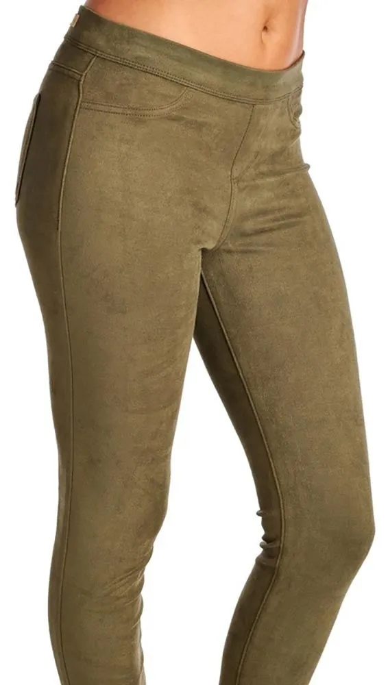 Suede Skinny Pants Legging Olive