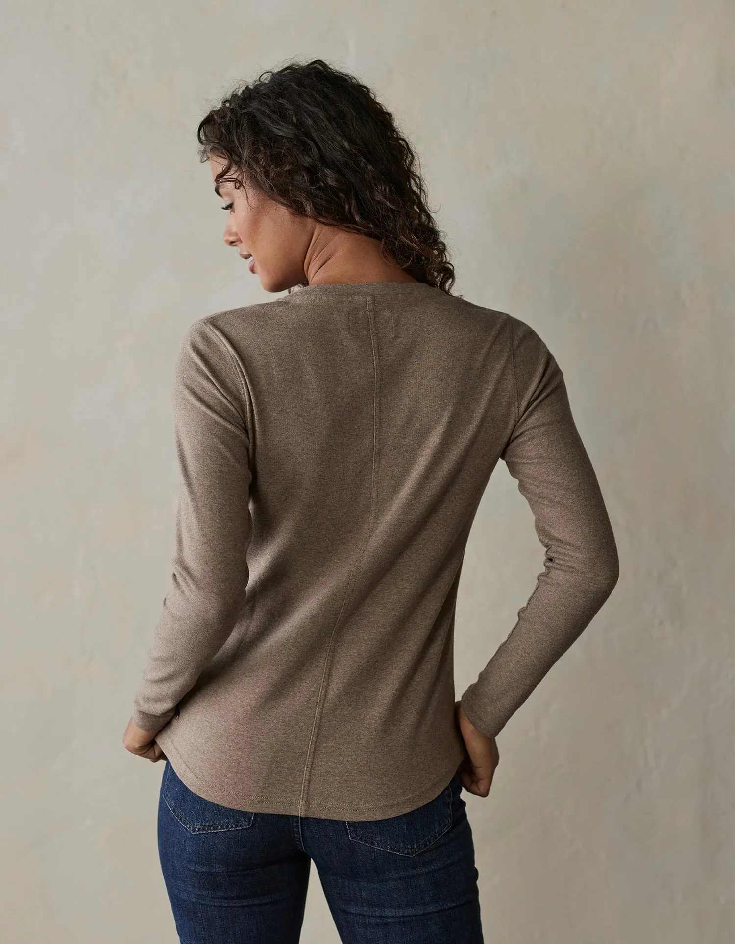 The Normal Brand Women's Puremeso LS Henley, Taupe