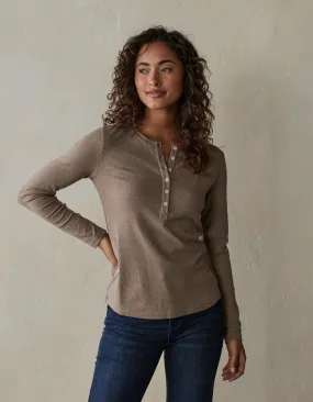 The Normal Brand Women's Puremeso LS Henley, Taupe