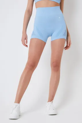 Twill Active Seamless Marl Laser cut Shorts - Blue