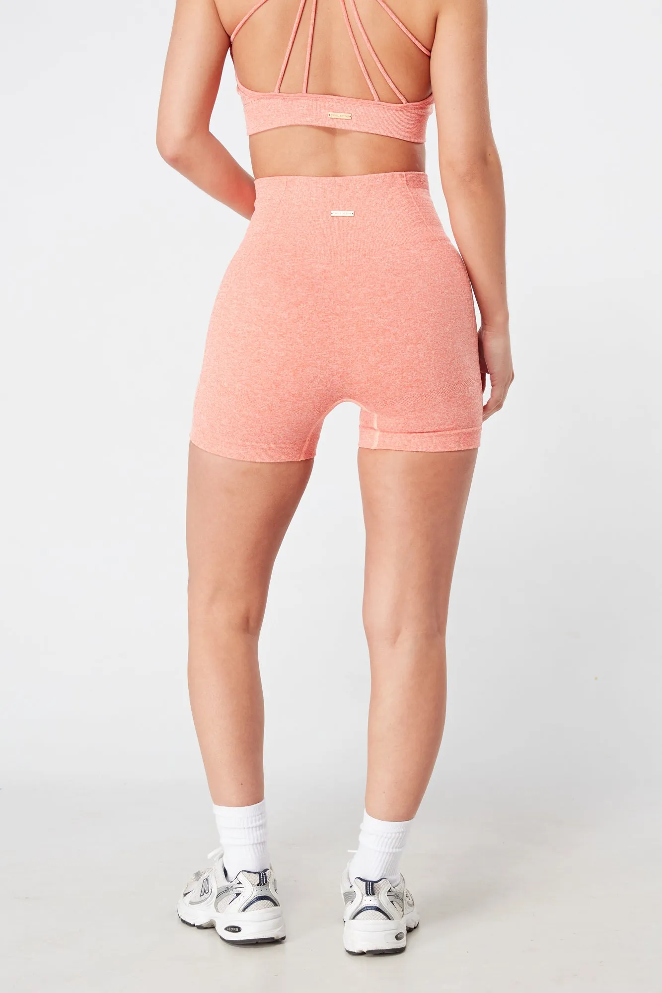 Twill Active Seamless Marl Laser cut Shorts - Coral