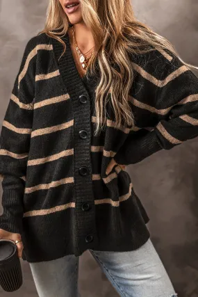 V Neck Drop Shoulder Loose Cardigan